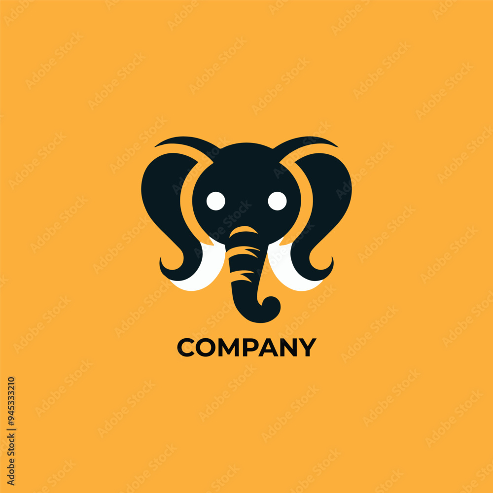 Fototapeta premium Negative space elephant logo design inspiration