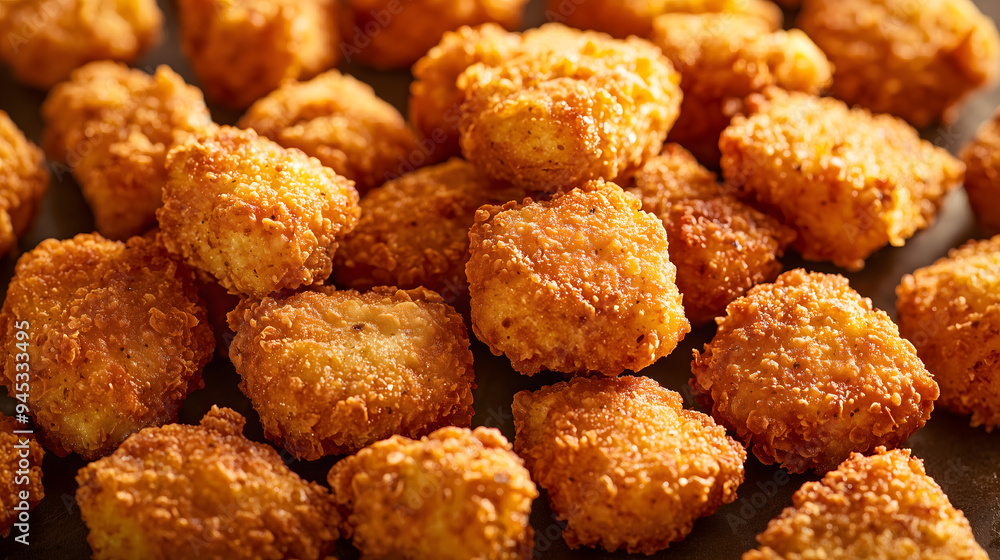 A close-up top view of nuggets, warm tone A close-up top view of nuggets, warm tone