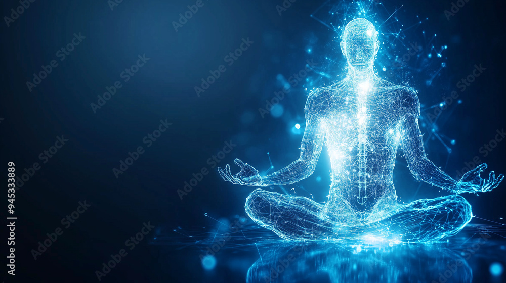 transparent human body with waveforms produced by neuronal brain cells ...