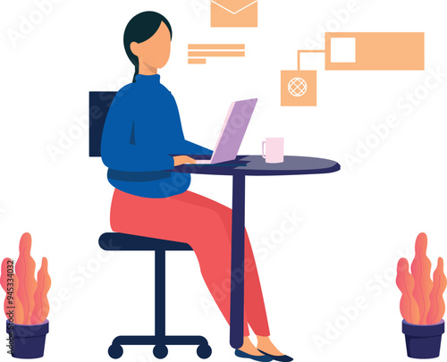 The girl is working from home.