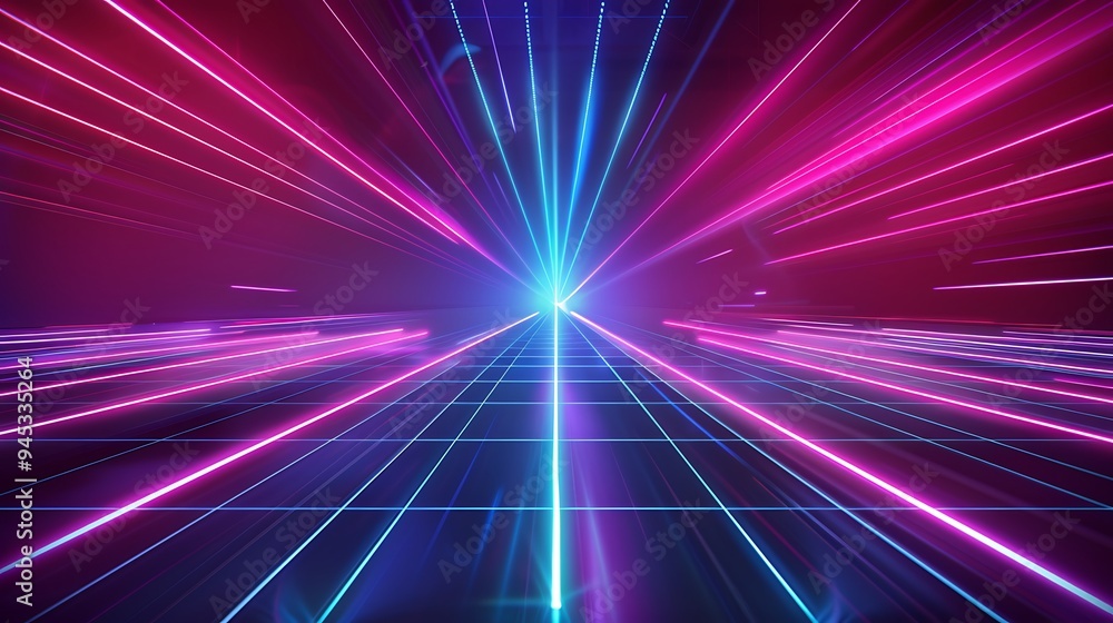 Obraz premium Neon Laser Light Show Abstract Background