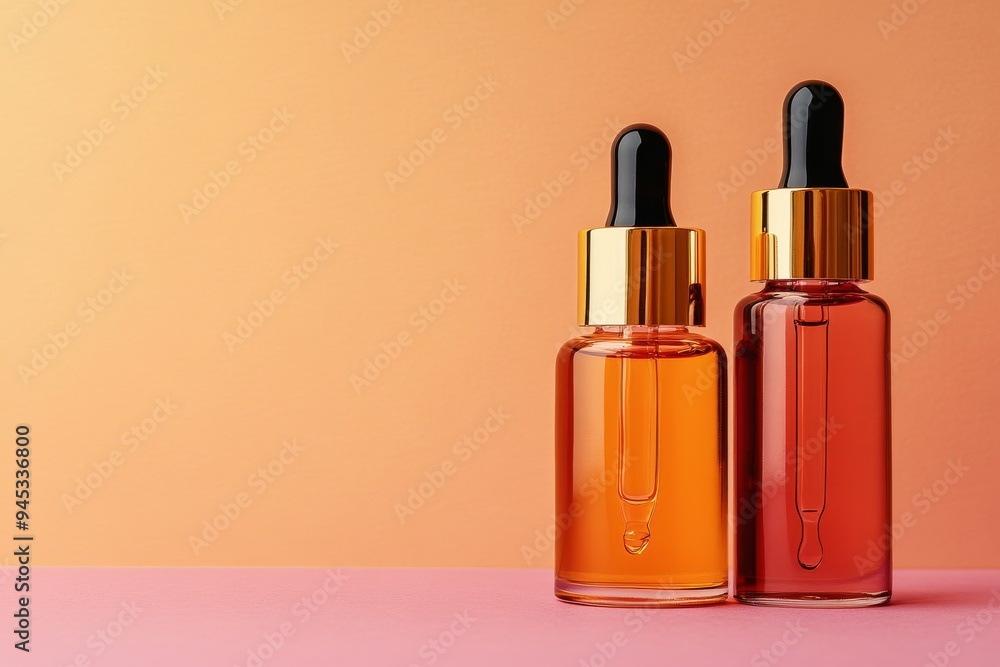 Minimalist Skincare Bottles with Dropper on a Soft Peach Background Representing Modern Beauty and Simplicity in Product Design Minimalist Skincare Bottles with Dropper on a Soft Peach Background Representing Modern Beauty and Simplicity in Product Design