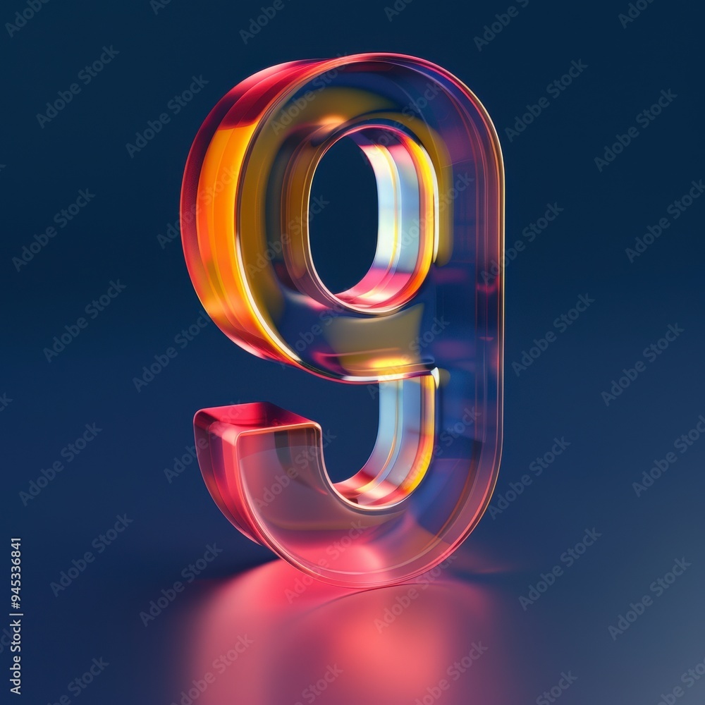 A colorful, translucent number 9 with a gradient effect on a dark background.