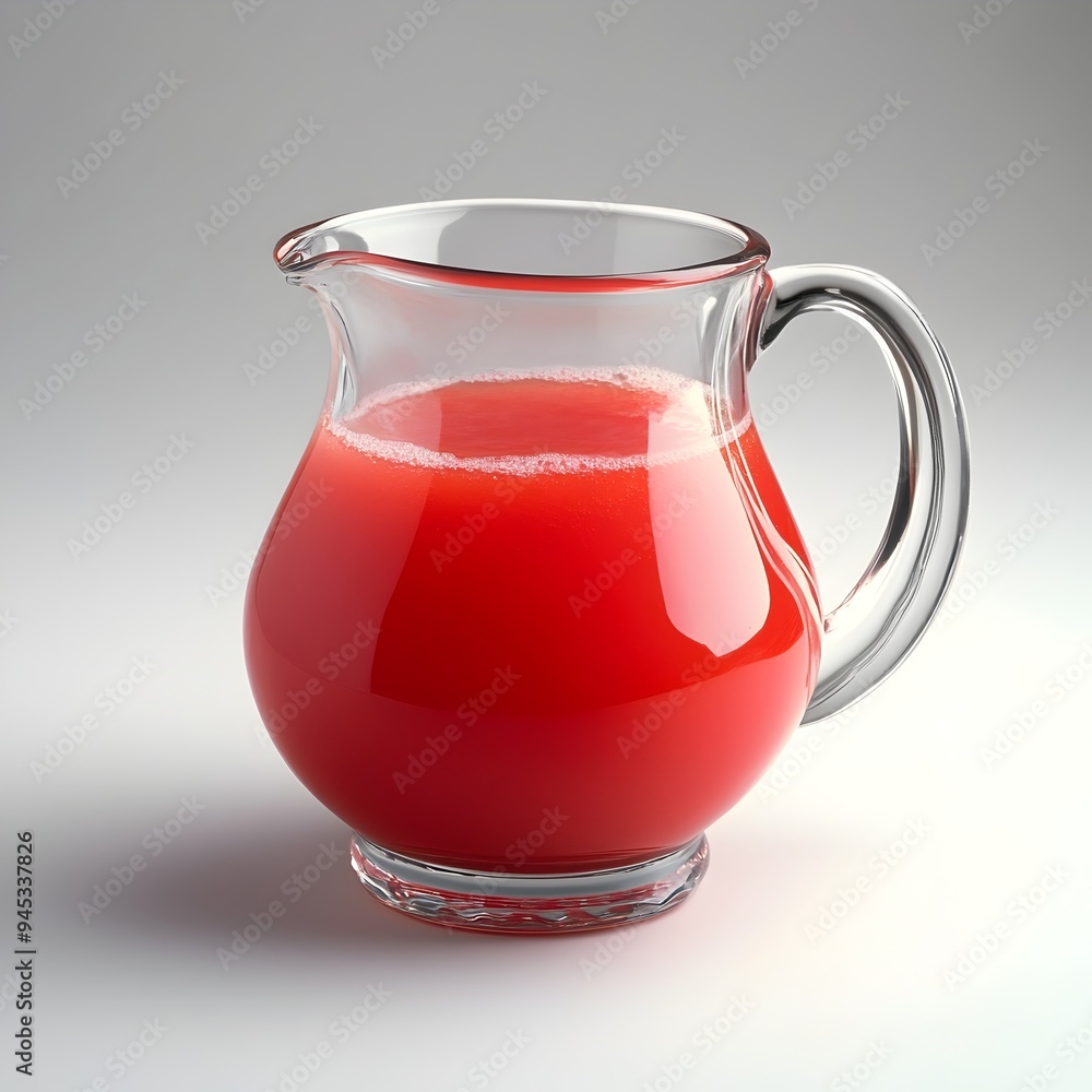 A glass pitcher filled with vibrant watermelon juice placed at the center of a plain minimalist surface creating a simple yet captivating still life composition A glass pitcher filled with vibrant watermelon juice placed at the center of a plain minimalist surface creating a simple yet captivating still life composition