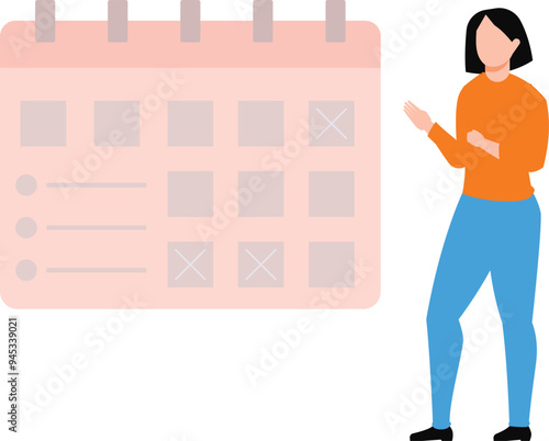 The girl is making appointments on the calendar.