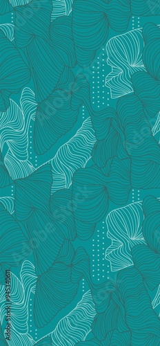 Abstract Teal Floral Pattern with Petal Design