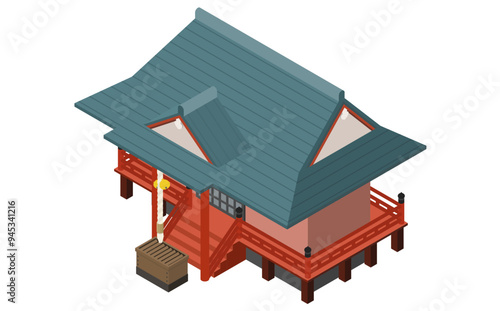 アイソメトリックイラスト：神社