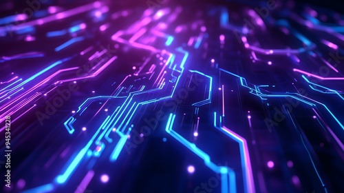 futuristic tech-themed background with blue and purple neon lines