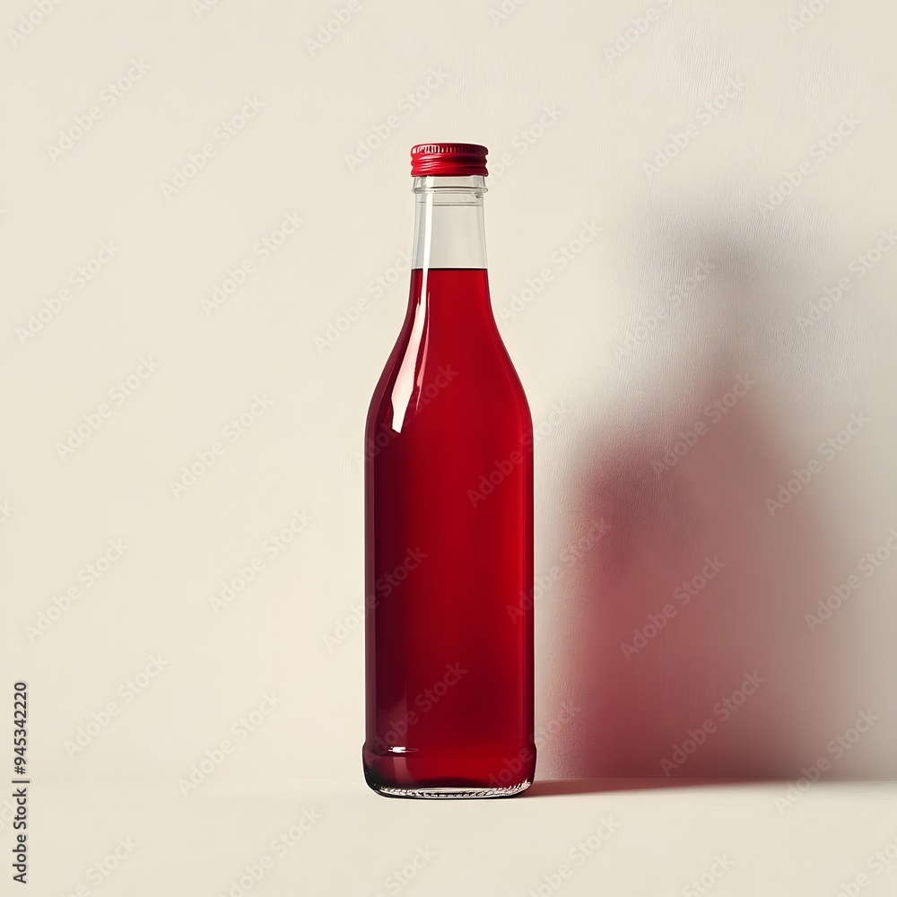 Closeup of a glass bottle filled with crimson red cranberry juice centered on a simple light background This vibrant nutritious beverage is a healthy refreshing choice Closeup of a glass bottle filled with crimson red cranberry juice centered on a simple light background This vibrant nutritious beverage is a healthy refreshing choice