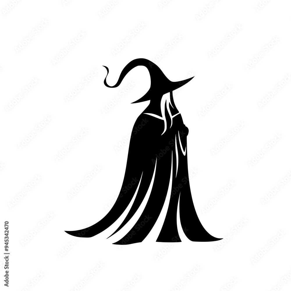 Silhouette of Mysterious Wizard Holding Staff, Black silhouette of a wizard wearing a pointed hat and holding a staff, evoking a magical and mystical atmosphere.
Silhouette of Mysterious Wizard Holding Staff, Black silhouette of a wizard wearing a pointed hat and holding a staff, evoking a magical and mystical atmosphere.