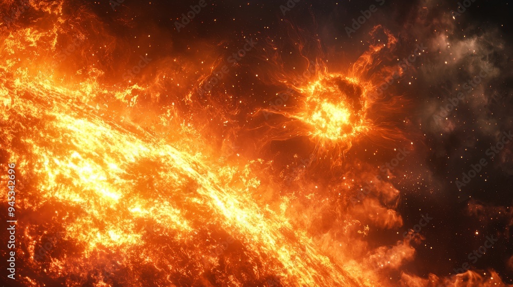 Intense solar flares and plasma arcs in close-up Intense solar flares and plasma arcs in close-up