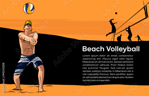 Beach volleyball illustration design vector art	

