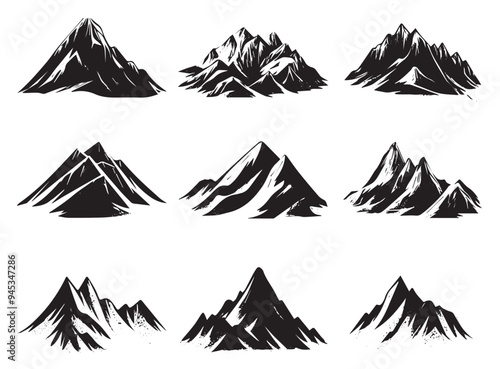 Mountain Silhouette Vector Set – vector set for logo