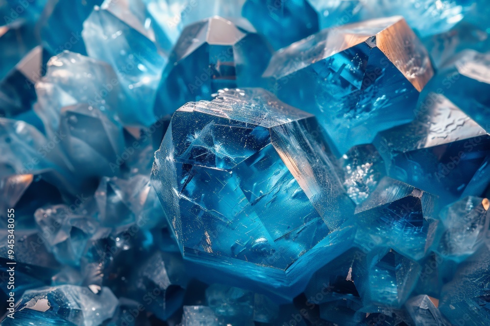 Detailed close-up of a blue fluorite crystal cluster, showcasing sharp, vibrant blue cubic formations with intricate textures. Detailed close-up of a blue fluorite crystal cluster, showcasing sharp, vibrant blue cubic formations with intricate textures.