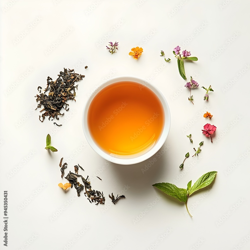 A calming and soothing moment with a cup of hot herbal tea isolated on a serene minimalist light background This image evokes a sense of tranquility wellness and natural botanical simplicity A calming and soothing moment with a cup of hot herbal tea isolated on a serene minimalist light background This image evokes a sense of tranquility wellness and natural botanical simplicity