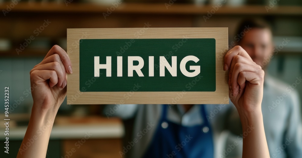 Close-Up of Two Hands Holding Rectangular Sign with Close-Up of Two Hands Holding Rectangular Sign with