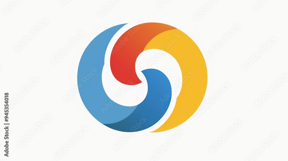 Abstract Circular Logo with Yellow, Orange, and Blue Colors.