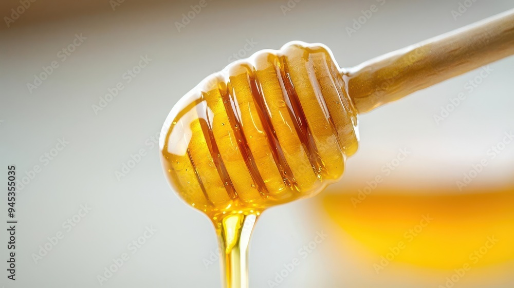 Dripping honey from a dipper Dripping honey from a dipper
