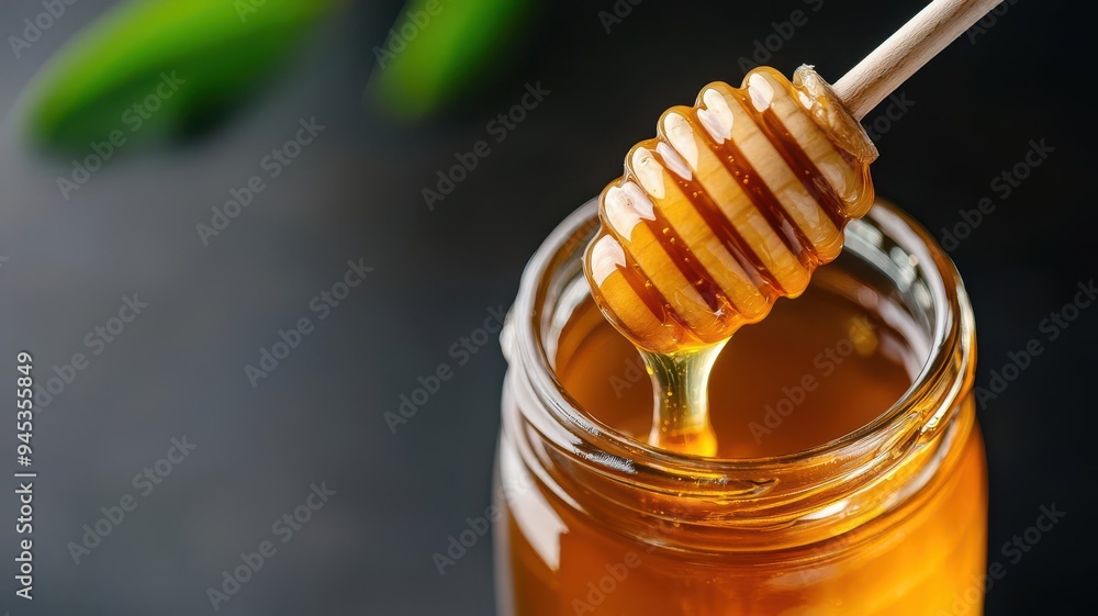 Flowing honey from a jar Flowing honey from a jar