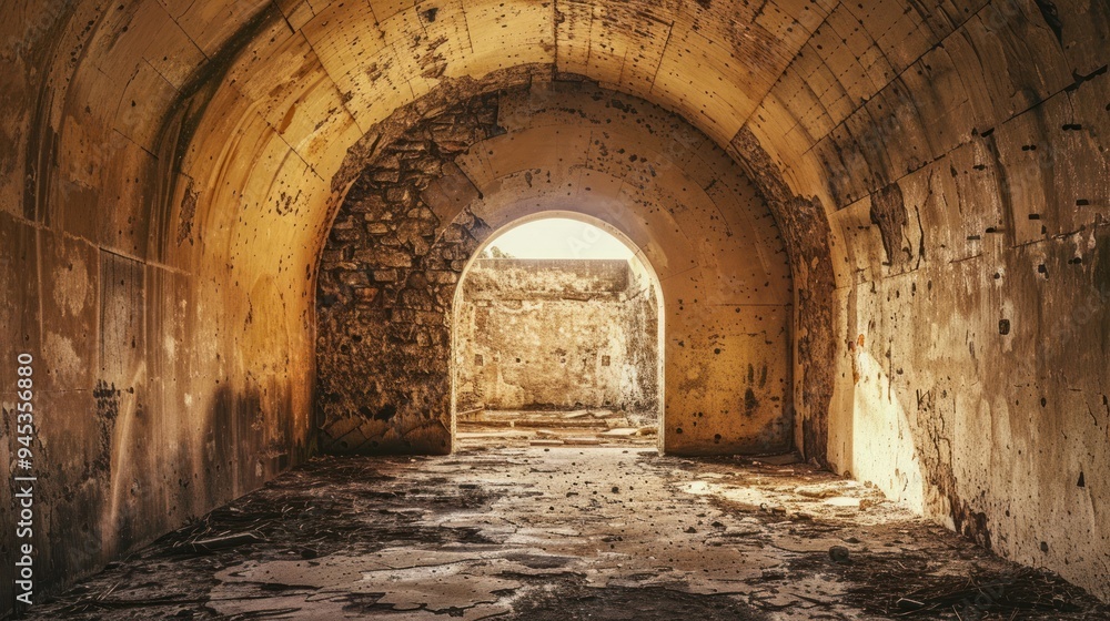 Light shining through an old arched doorway. Light shining through an old arched doorway.