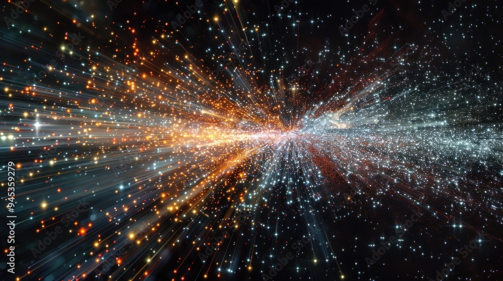 Obraz premium Abstract cosmic explosion with glittering lights.