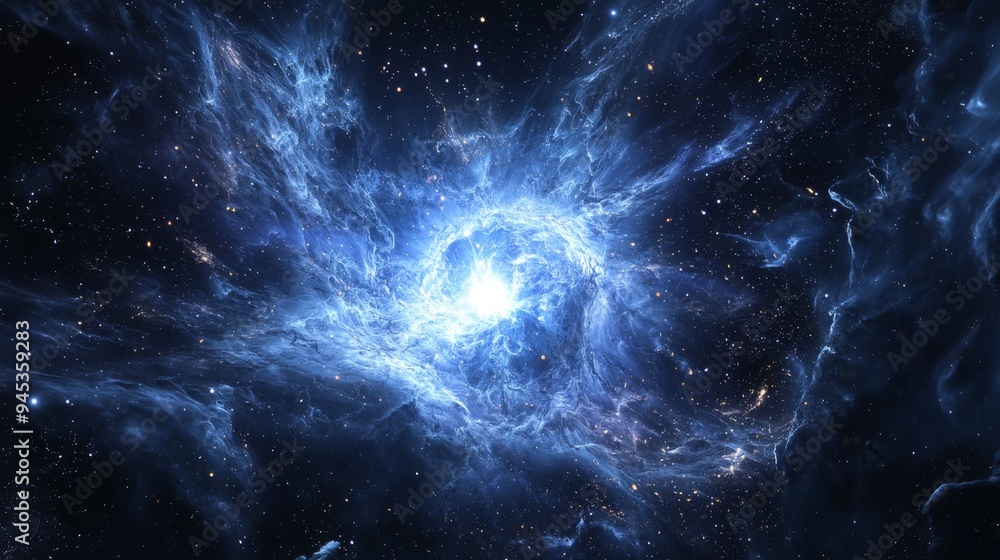 Fototapeta premium Pulsar star with visible magnetic field in deep space