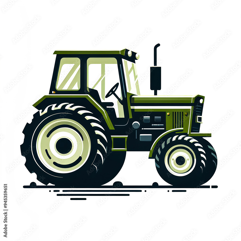 Obraz premium Isolated vector illustration of agricultural tractor on white background.