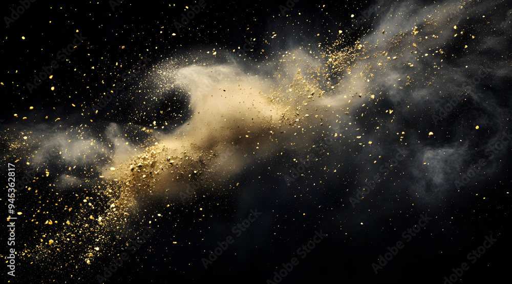 Black Background with White Powder and Gold Particles
Black Background with White Powder and Gold Particles