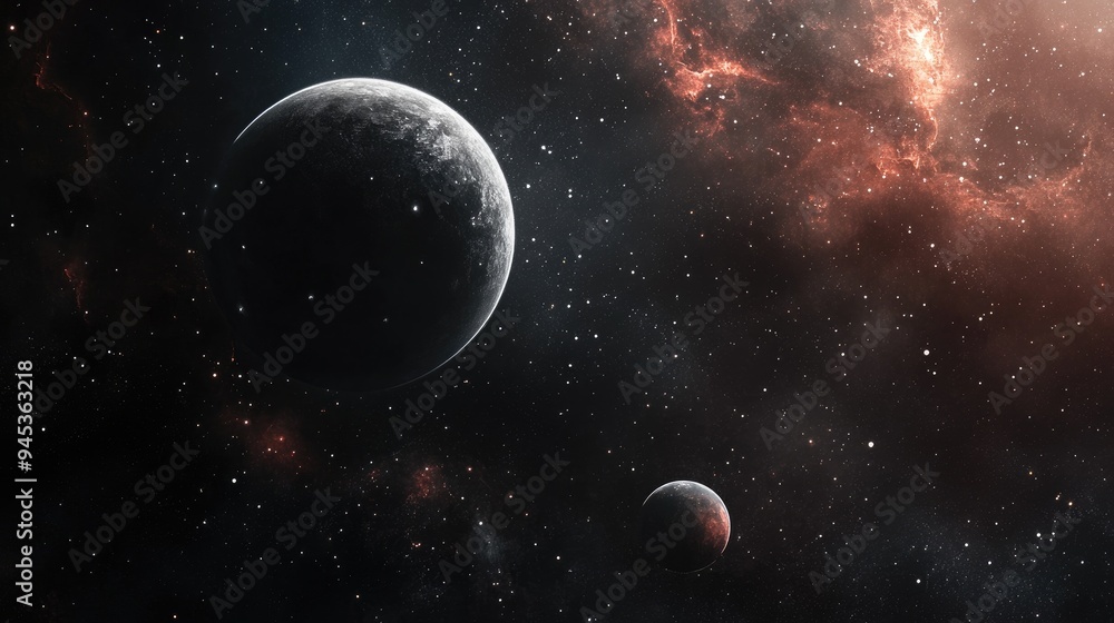 Obraz premium Cosmic scene featuring planets set against a deep black backdrop