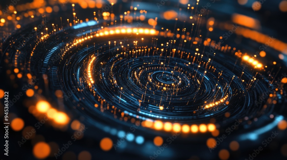 3D rendered abstract particles featuring circular elements with particles at edges and vertices Illustration of modern technology concepts 3D rendered abstract particles featuring circular elements with particles at edges and vertices Illustration of modern technology concepts