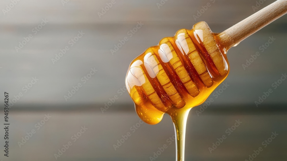 Honey dipper with honey flowing down Honey dipper with honey flowing down