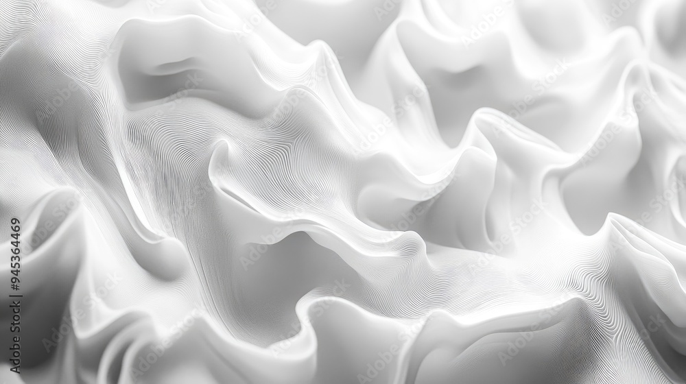 Abstract 3D render of flowing white waves lines and threads creating a dynamic and visually appealing background Abstract 3D render of flowing white waves lines and threads creating a dynamic and visually appealing background