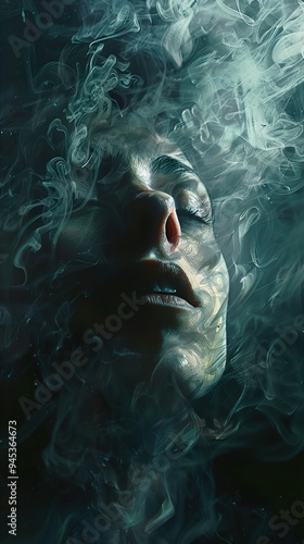 Dreamy Portrait of a Woman in Smoke