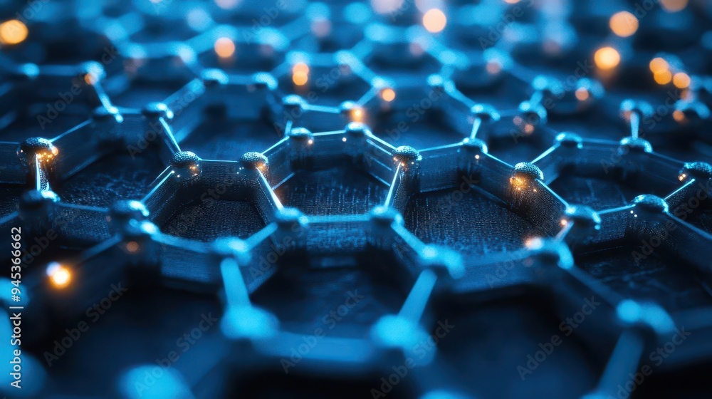 closeup of futuristic graphene mesh structure intricate network of white lines on blue background abstract representation of nanotechnology and advanced materials closeup of futuristic graphene mesh structure intricate network of white lines on blue background abstract representation of nanotechnology and advanced materials