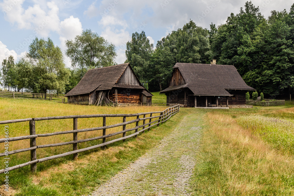 Wooden houses in the open air museum (Valasske muzeum v prirode) in Roznov pod Radhostem, Czechia Wooden houses in the open air museum (Valasske muzeum v prirode) in Roznov pod Radhostem, Czechia