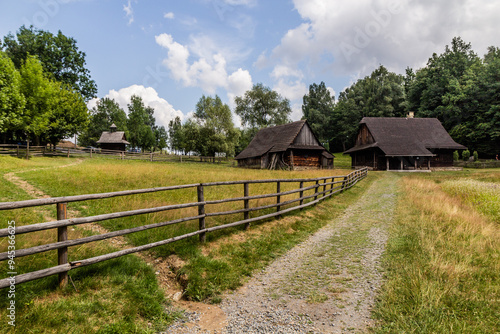 Old houses in the open air museum (Valasske muzeum v prirode) in Roznov pod Radhostem, Czechia photo