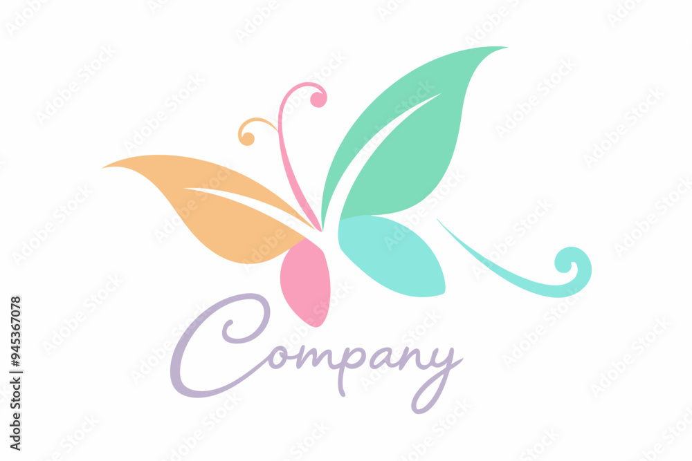 A logo featuring a stylized butterfly company A logo featuring a stylized butterfly company
