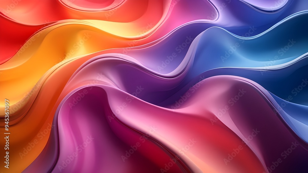 Flowing Curves of Silky Waves with a Rainbow Palette for a Mesmerizing Abstract Design Flowing Curves of Silky Waves with a Rainbow Palette for a Mesmerizing Abstract Design