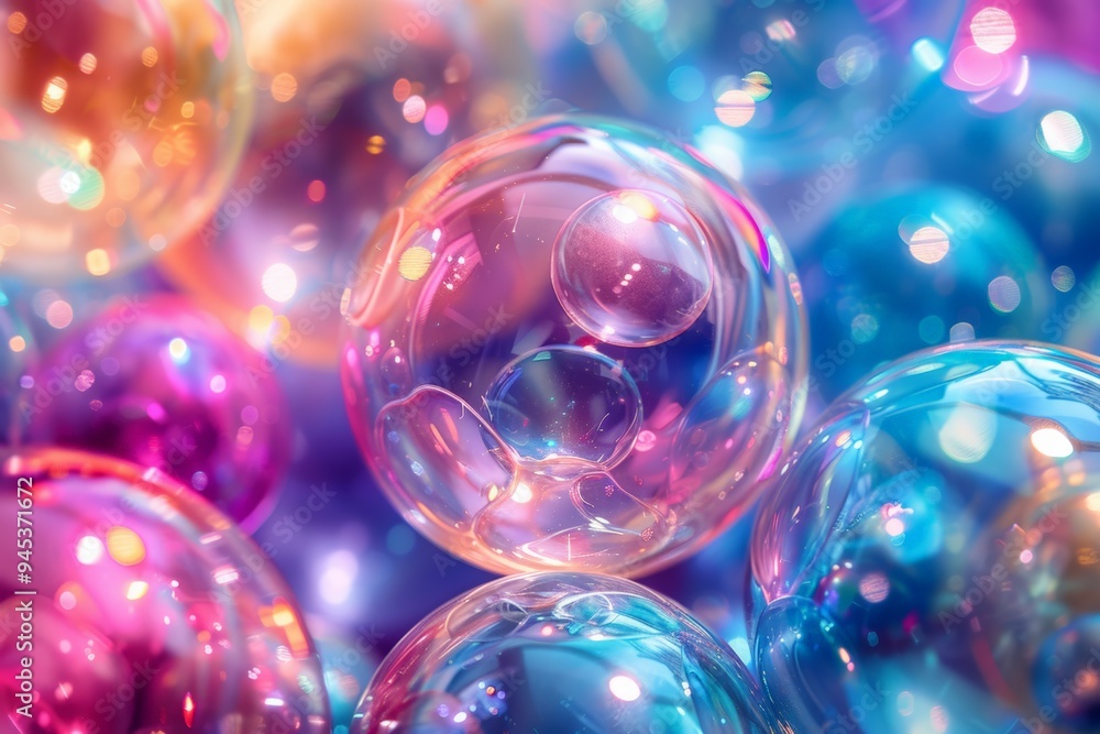 A collection of iridescent pastel balloons floating together, creating a dreamy and festive atmosphere. A collection of iridescent pastel balloons floating together, creating a dreamy and festive atmosphere.
