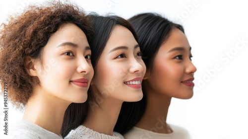 Multiracial ladies posing on studio background with Contour and Highlight makeup sample,healthy skin,collage for skin care concept,Professional Contouring face make-up over,Make up woman face. photo