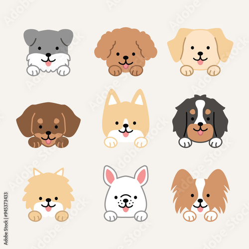 Cute animals head illustration icon set bundle simple isolated drawing collection zoo pets wildlife