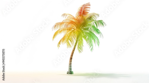 Colorful Palm Tree on a White Background