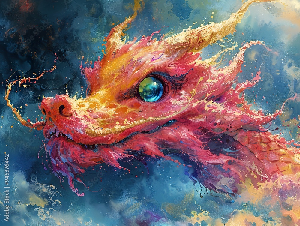Fiery Dragon Head: A Digital Painting Fiery Dragon Head: A Digital Painting