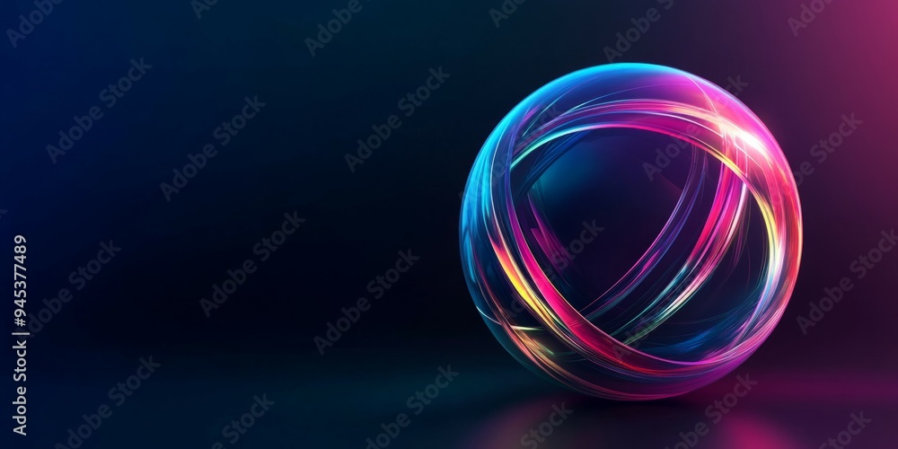 Vibrant abstract sphere with glowing lines in a dark background creating a captivating visual effect Vibrant abstract sphere with glowing lines in a dark background creating a captivating visual effect