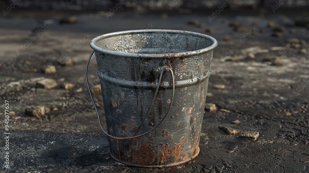Rusty Metal Bucket on a Dark Background Rusty Metal Bucket on a Dark Background