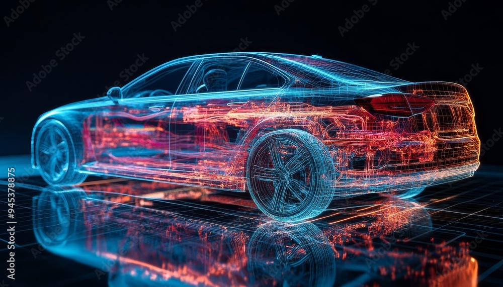 Visualization Car 3d mesh visualization of a car s internal wiring network created with ...