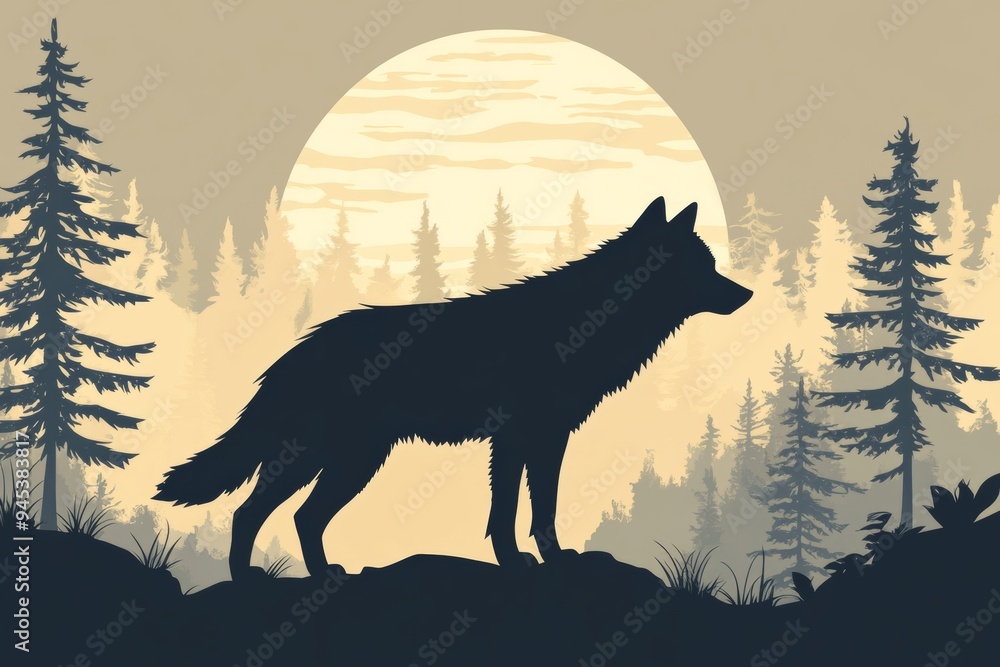 Wolf in silhouette form. Simple illustration. Wolf in silhouette form. Simple illustration.