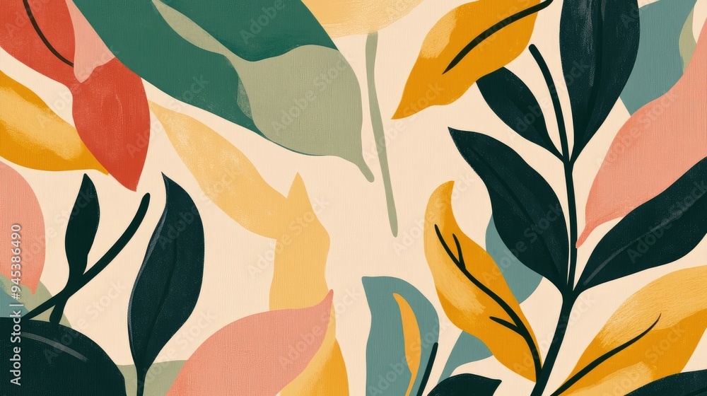 Playful leafy shapes in whimsical design Playful leafy shapes in whimsical design