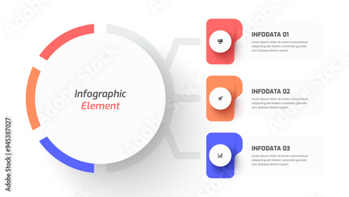 Business Central Circle Infographic Presentation with Abstract Label 3 Option and Icon for Workflow