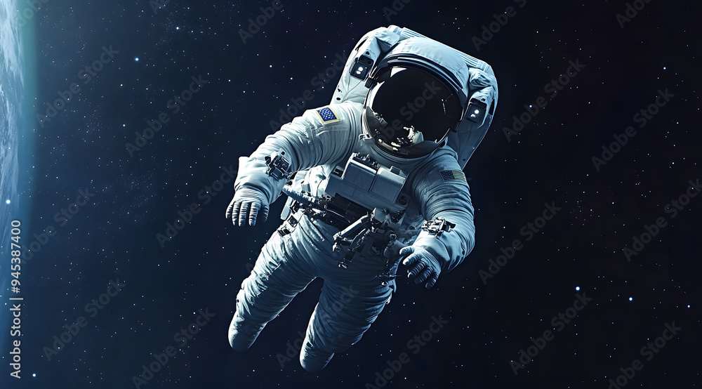 Realistic Animation of an Astronaut Floating in Space, Capturing the Sense of Weightlessness and the Expansive Beauty of the Cosmos, Ideal for Illustrating Themes of Space Exploration, Astronaut Exper Realistic Animation of an Astronaut Floating in Space, Capturing the Sense of Weightlessness and the Expansive Beauty of the Cosmos, Ideal for Illustrating Themes of Space Exploration, Astronaut Exper